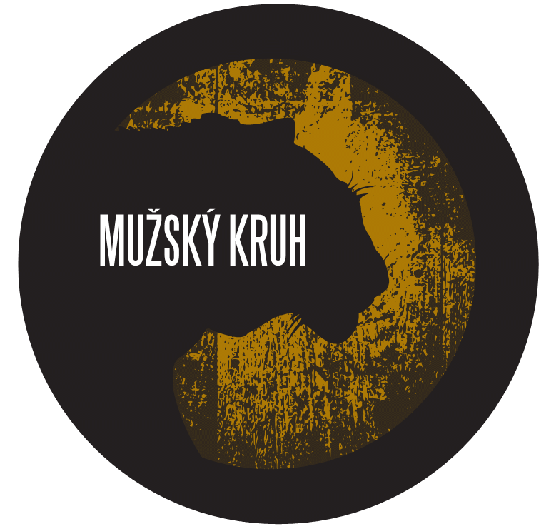 A man council – mužský kruh logo with a head silhouette on a dark circular background.